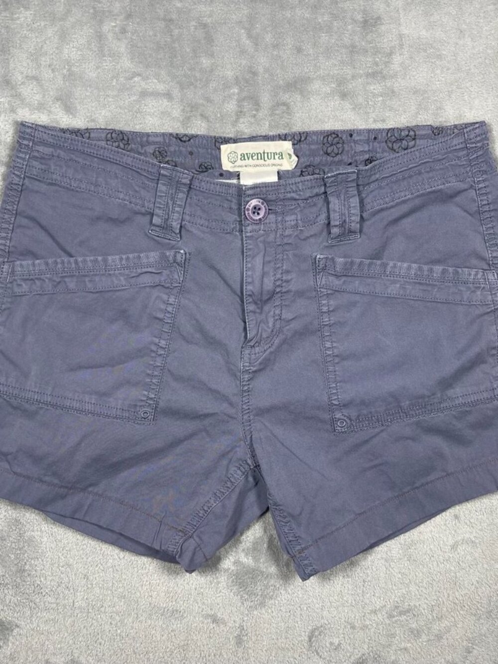 Aventura Organic Cotton Shorts Wmn 8 Purple Casual Stretch Summer Walking Travel